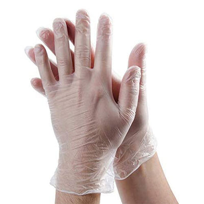 Clear Vinyl Gloves, Medium, Lightly Powdered, Box of 100